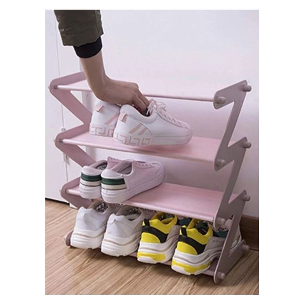 GENERICO - Organizador De Zapato Modelo Z Estante Calzado Zapatero Rosado