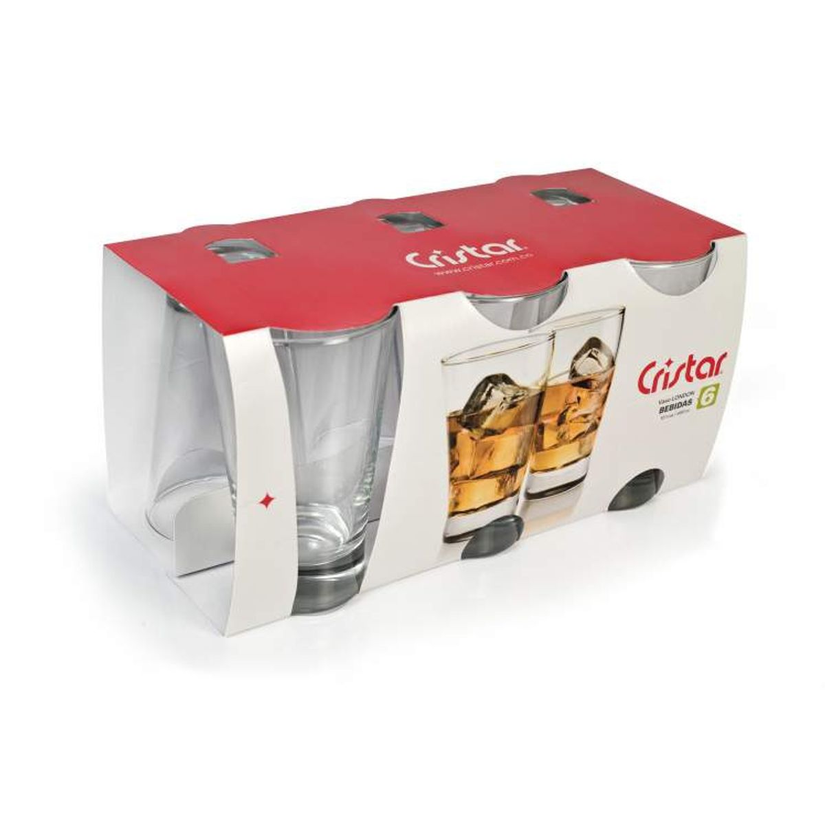GENERICO - Set 6 Vasos Altos Vidrio Cristal 394ml London.