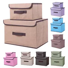 GENERICO - Caja Organizadora Con Tapa Ecocaja Tela 24x19x16cm Multiuso Azul