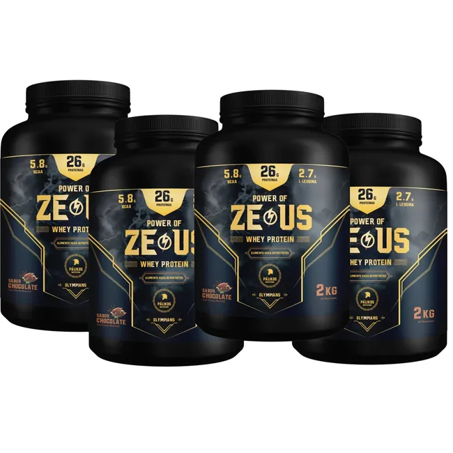 PALIKOS FITNESS - Pack Zeus Extreme - 4 Whey Protein Zeus de 2 kg - (8 kilos) Chocolate