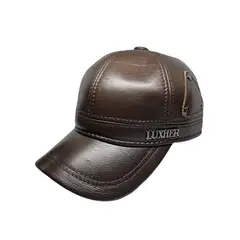 L LUXHER - Gorro Jockey de cuero genuino lujo LUXHER mod Oslo