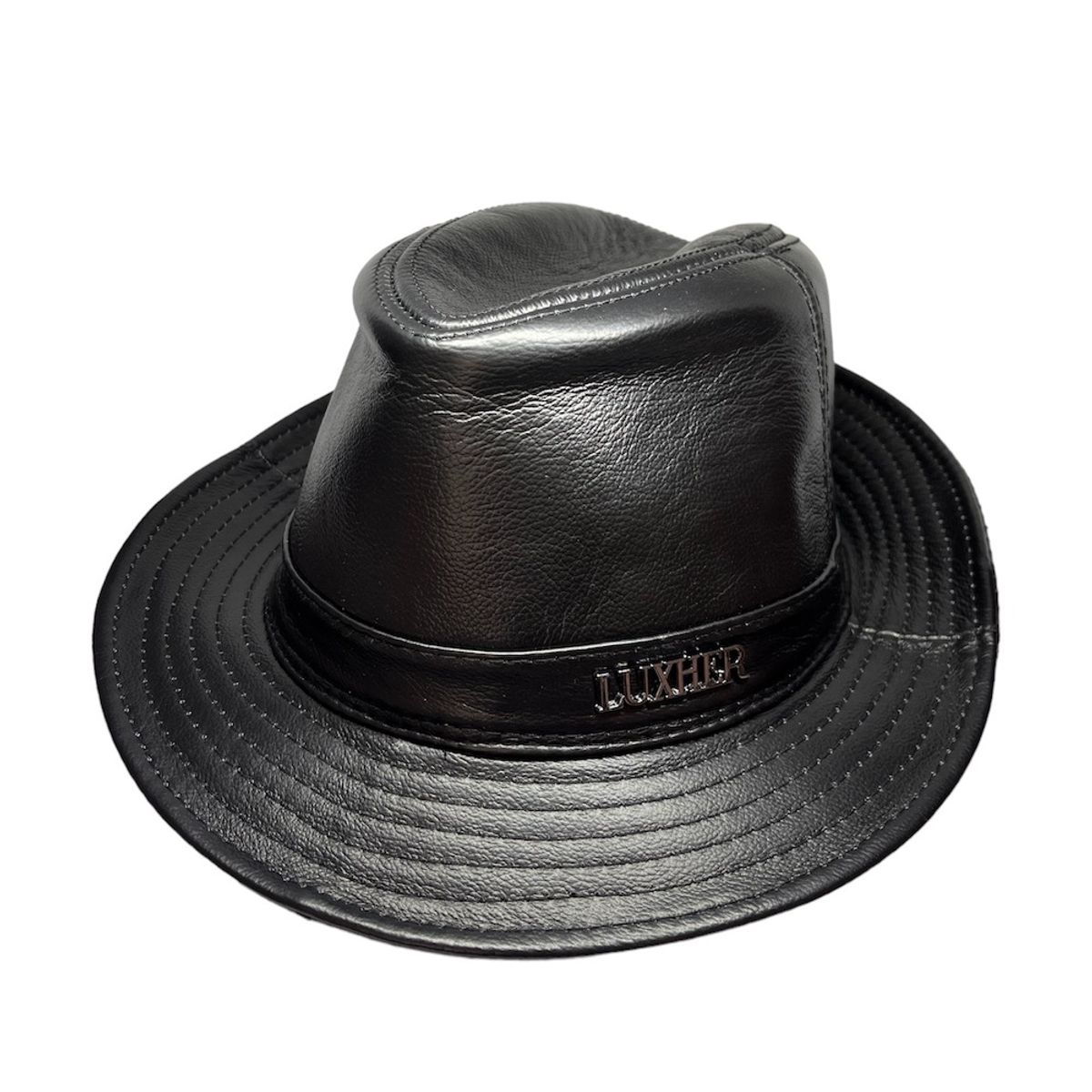 L LUXHER - Sombrero de cuero genuino gorro lujo LUXHER mod Ámsterdam