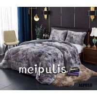 Plumon Cobertor de invierno peludo con chiporro 1,5 PLAZA - Gris Jaspeado