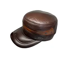 L LUXHER - Gorro jockey de cuero genuino lujo LUXHER mod Moscú