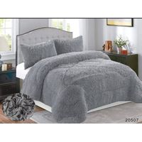 Plumon Cobertor de invierno peludo con chiporro 1,5 plaza - Gris