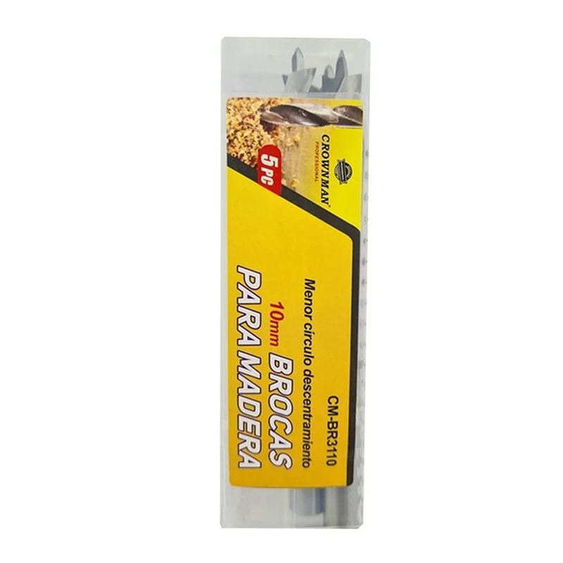 GENERICO - Kit Set Juego Brocas Para Madera 10mm 5 Piezas Crownman