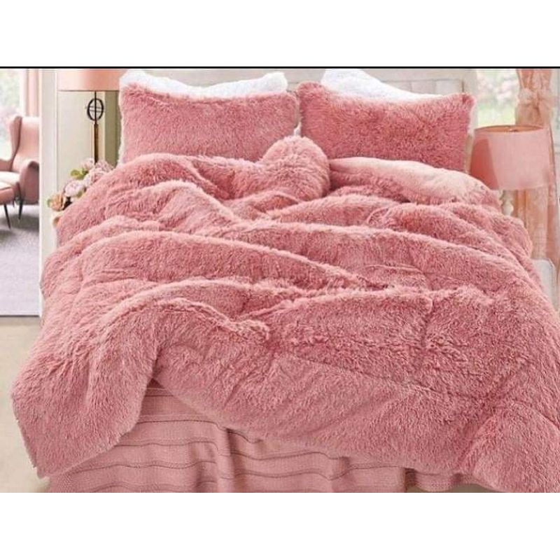 GENERICO - Plumon Cobertor de invierno Peludo con Chiporro KING - Rosa
