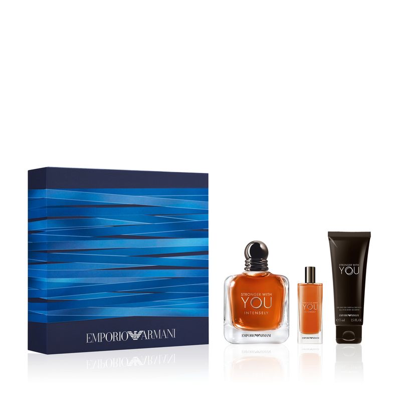 GIORGIO ARMANI - Set Perfume Hombre Stronger With You Intensely 100 ml + 15 ml + Gel 75 ml