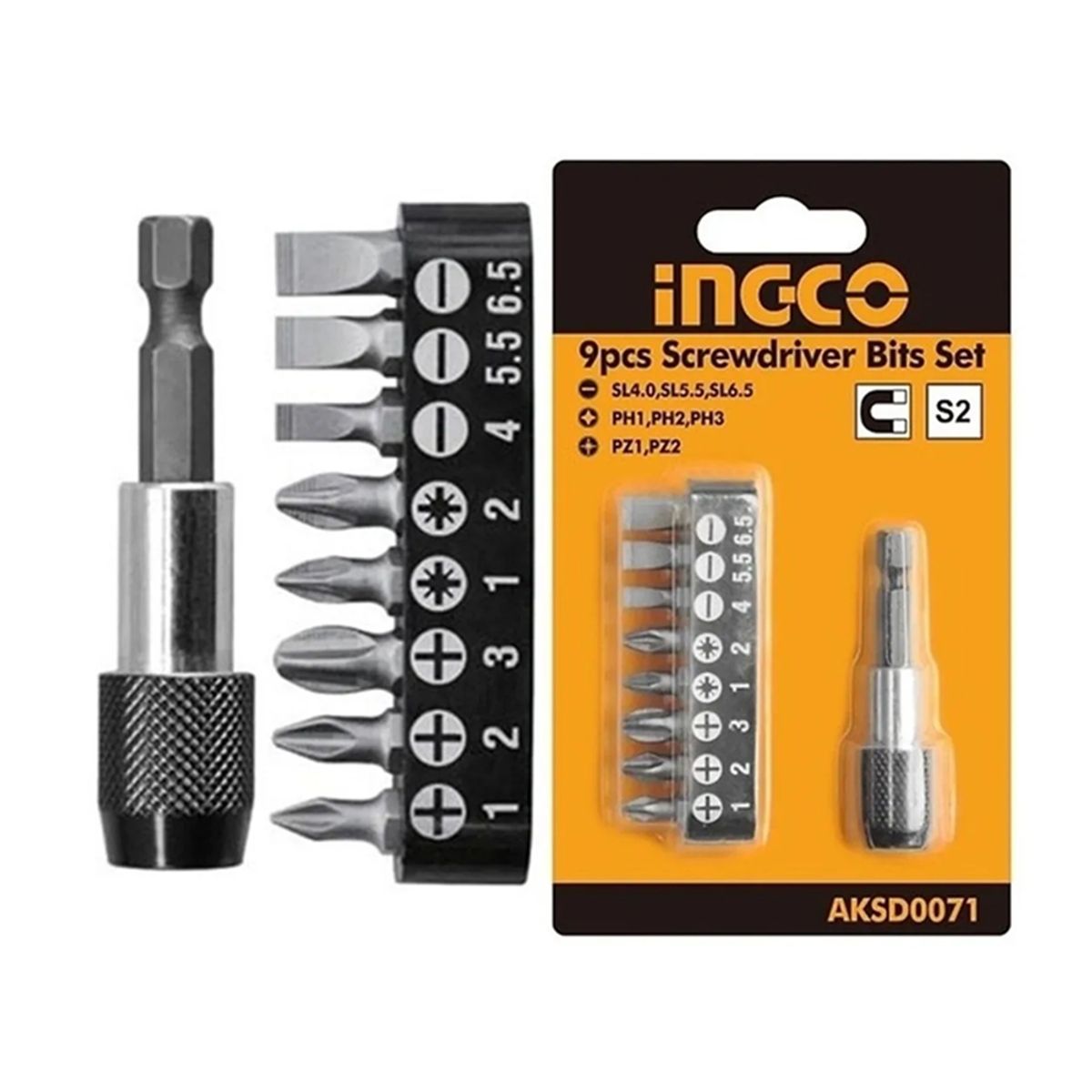 INGCO - Juego De Puntas Taladro Atornillador 9 Pcs Magnetico Ingco