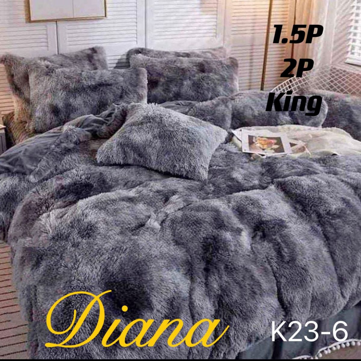 GENERICO - Cobertor de invierno peludo con chiporro 1,5 plaza - Gris Jasp.