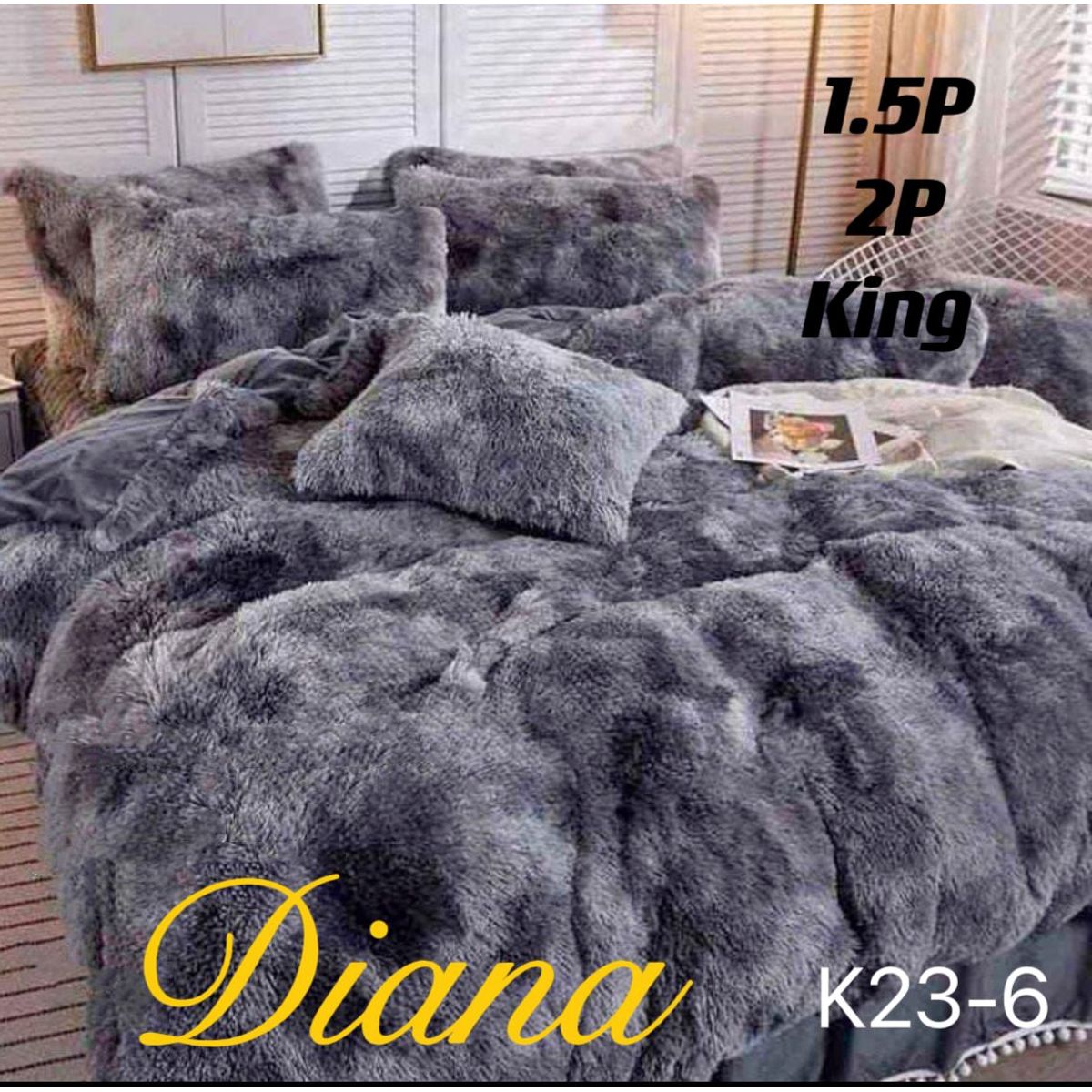 GENERICO - Cobertor de invierno peludo con chiporro 1,5 plaza - Gris Jasp.