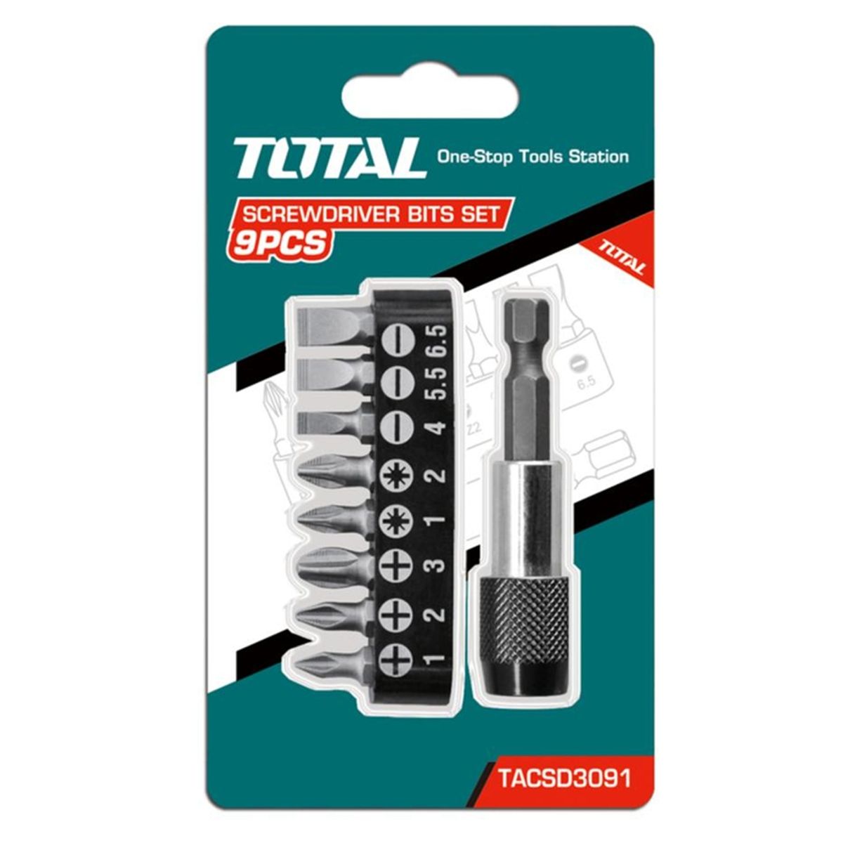 TOTAL TOOLS - Juego De Puntas Taladro Atornillador 9 Pcs Magnetico Total
