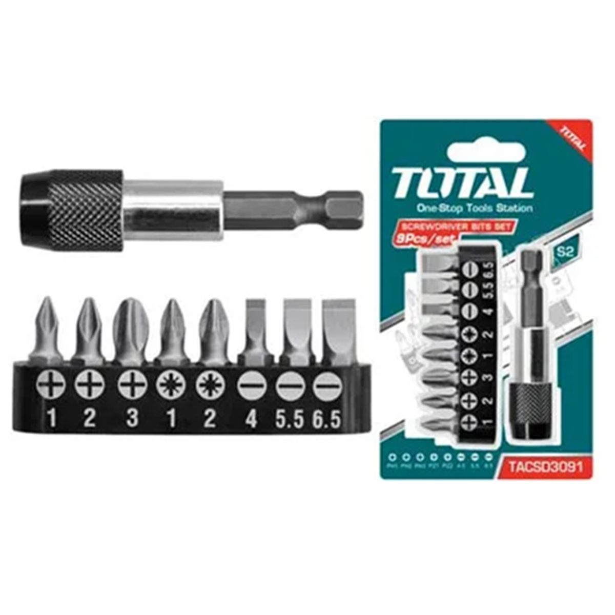 TOTAL TOOLS - Juego De Puntas Taladro Atornillador 9 Pcs Magnetico Total
