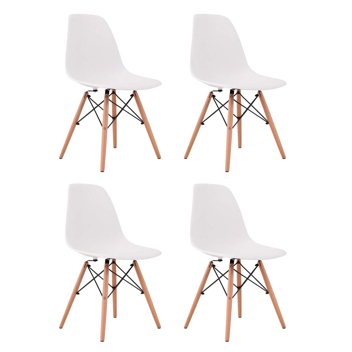 LUMAX - Set 4 Silla Eames Dsw Clasica Blanca