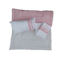 Set cuna Corral 110x70 cm - Rosado estrella luna y Puntos Blancos