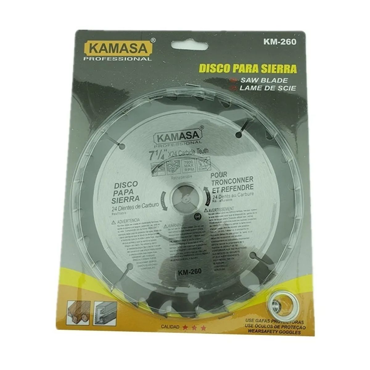 KAMASA - Disco De Sierra Circular 7 1/4 Pulgadas 24 Dientes Kamasa