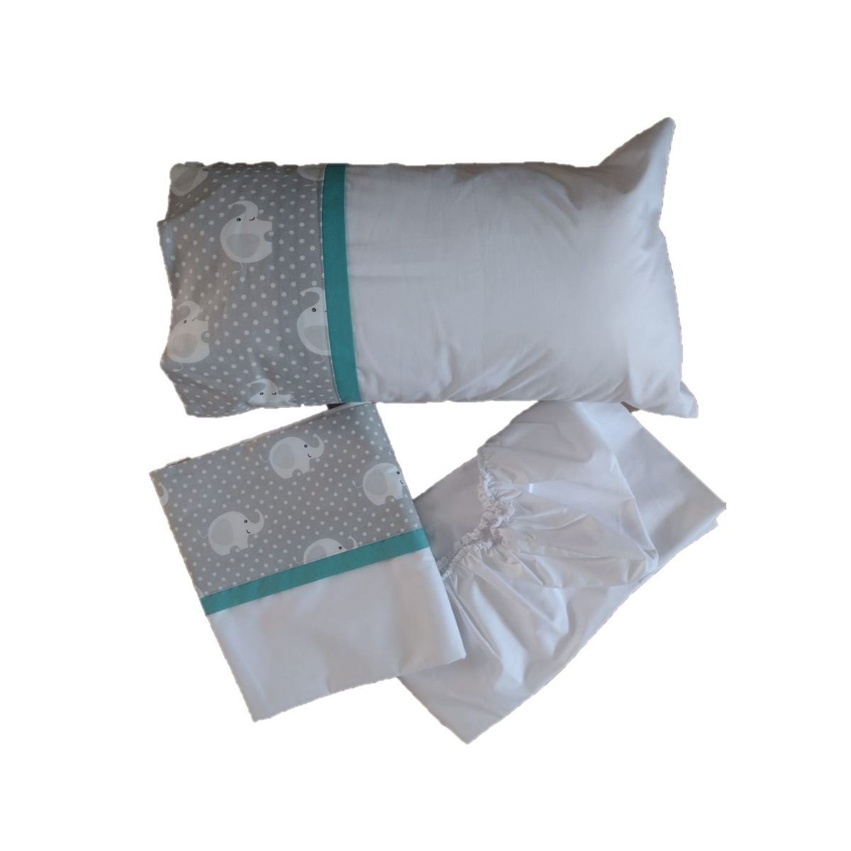 GENERICO - Sabanas cuna colecho colchón 90x55Cm - Elefante gris-verde