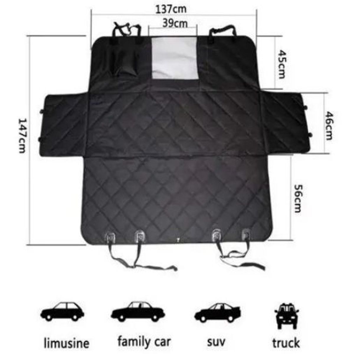 KUANGYE - Cubre Asiento Impermeable Perro Mascota Alta Calidad Negro