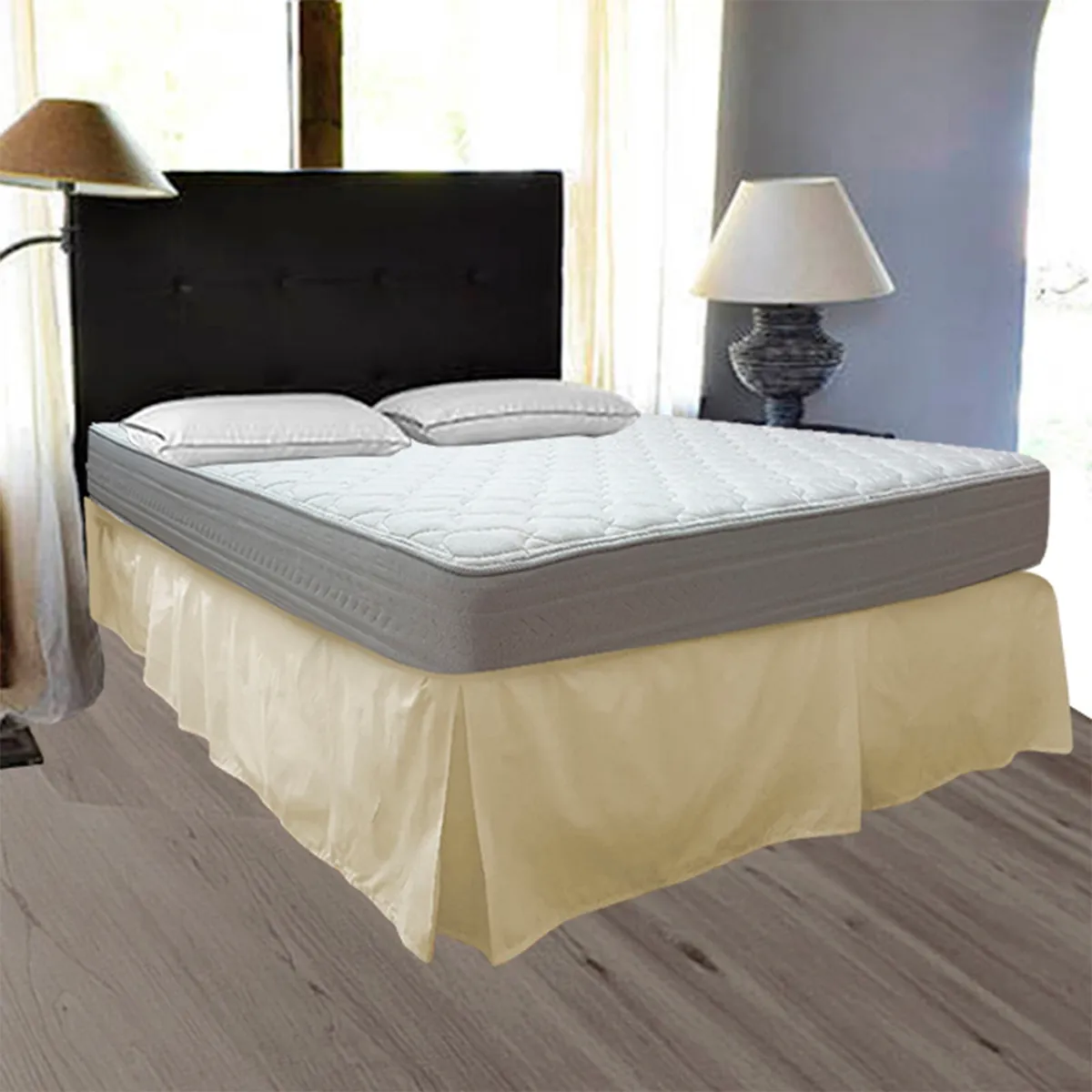 VICTORIANAS - Faldón Liso 5 Pliegues Super King Crudo 200 Hilos