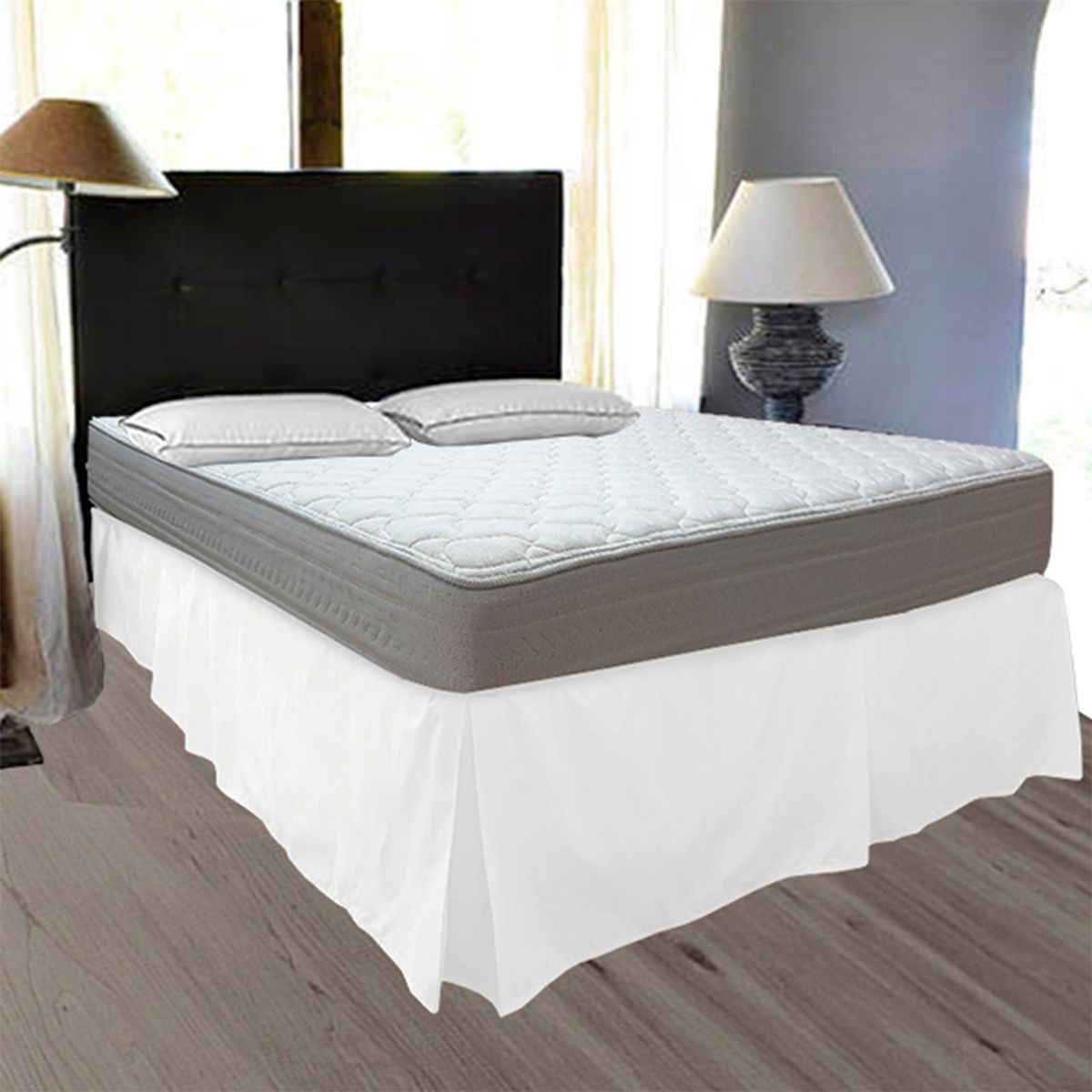 VICTORIANAS - Faldón Liso 5 Pliegues Super King Blanco 200 Hilos