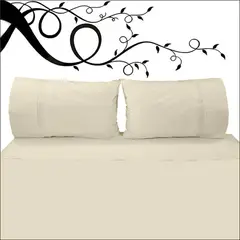 VICTORIANAS - Juego De Sabanas 2 Plazas Broderie Clasico Crudo 200 Hilos