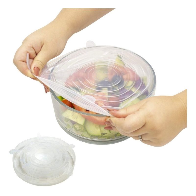 GENERICO - Set de Tapas de Silicona Expandible para Alimentos Blanco.