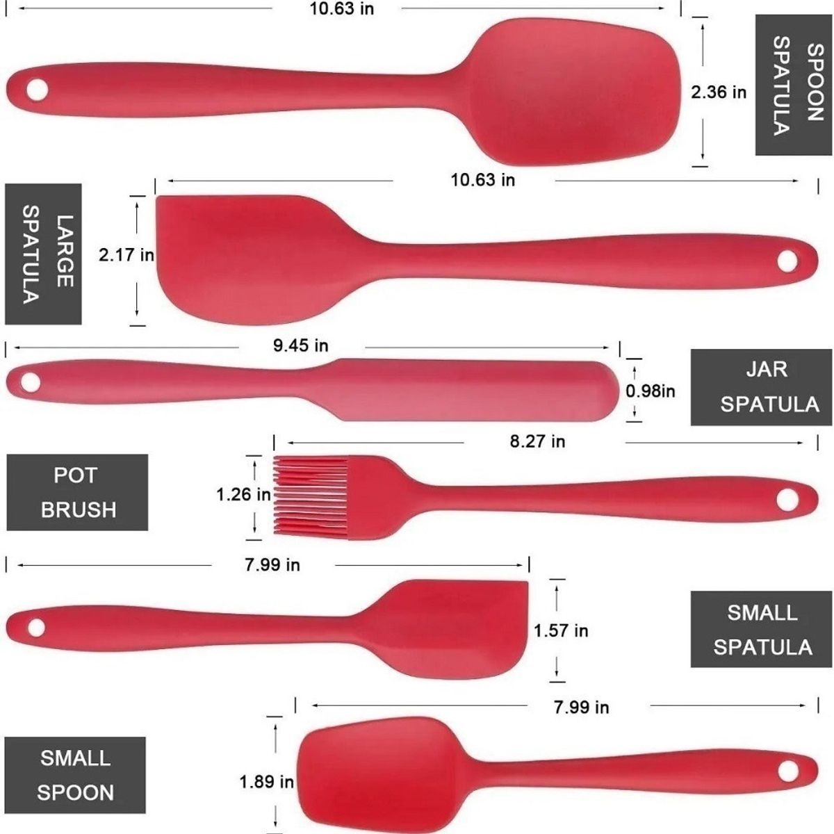 GENERICO - Set Espátulas De Silicona Antiadherente 6 Unidades