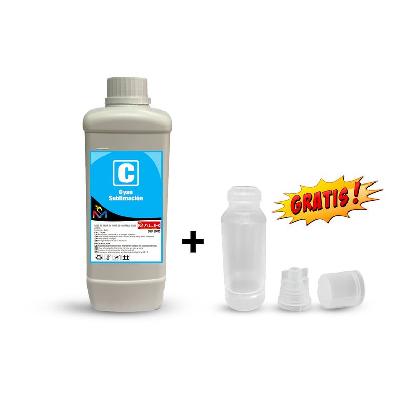 MALIK - Tinta Cyan Sublimacion 1 Litro con Botella T544 para Epson L4260