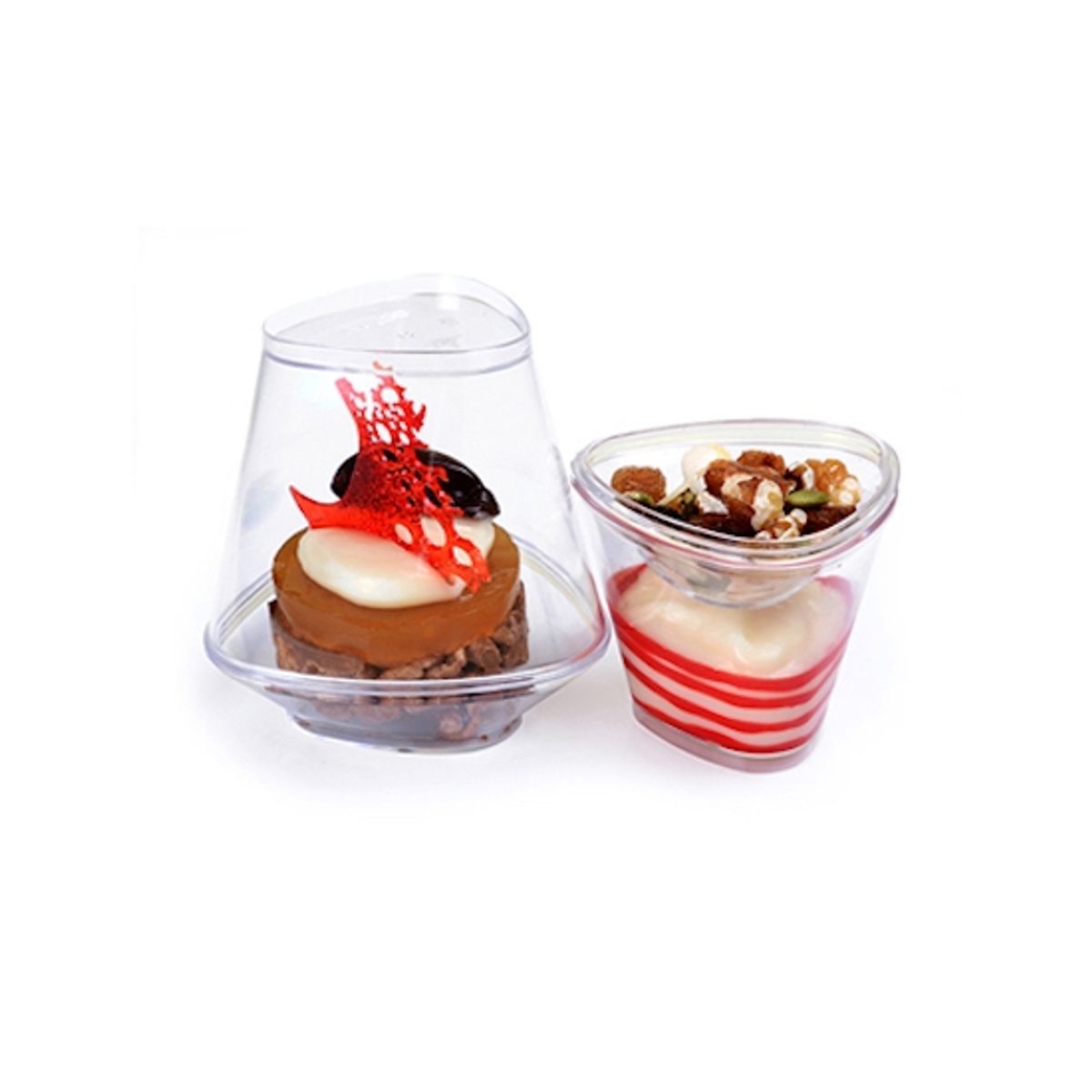 GENERICO - Vaso para Postre Acrílico Triangular 80 ml con Tapa