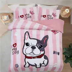 TODOHOGAR SANTIAGO DE CHILE - Cubrecama Polar con Chiporro 1.5 infantil diseño de perrito rosa 019