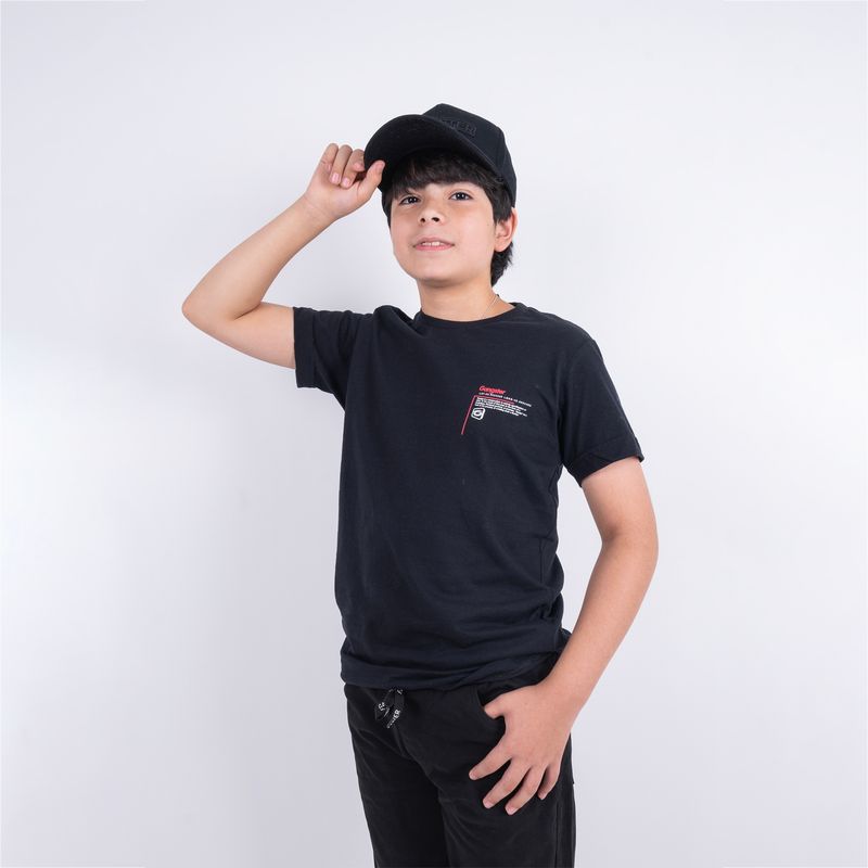 GANGSTER - Niño Polera Mc Básica Tab Negro Gangster