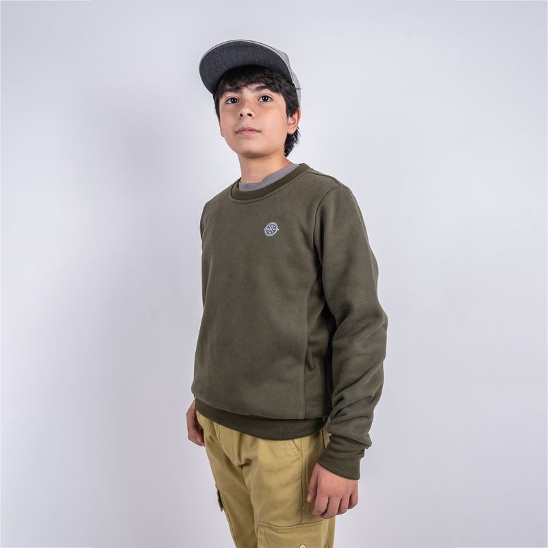 GANGSTER - Niño Polerón Crew Fleece Crucial Verde Gangster