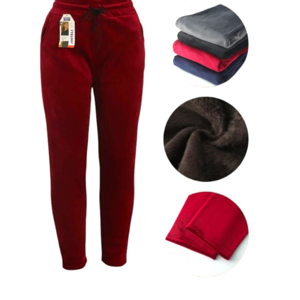 AGW - Pack 3 Pantalones Mujer Terciopelo Forrado Polar Talla Especial