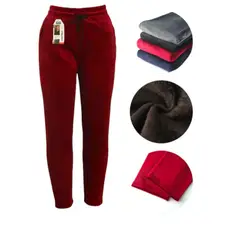 AGW - Pack 3 Pantalones Mujer Terciopelo Forrado Polar Talla Especial