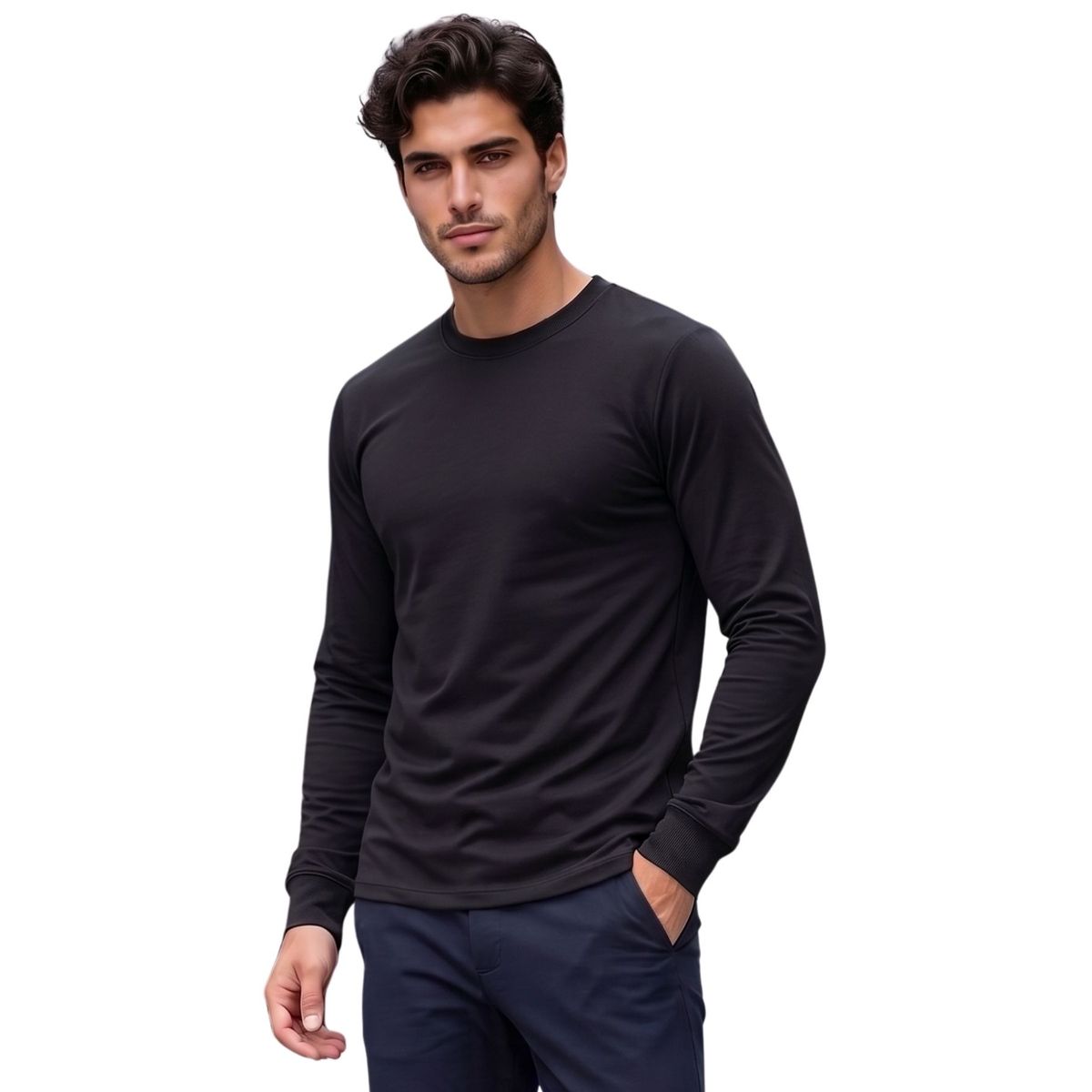 LOOK SHOP - Camiseta Manga Larga Algodón Negra Gris Blanco Adulto 11