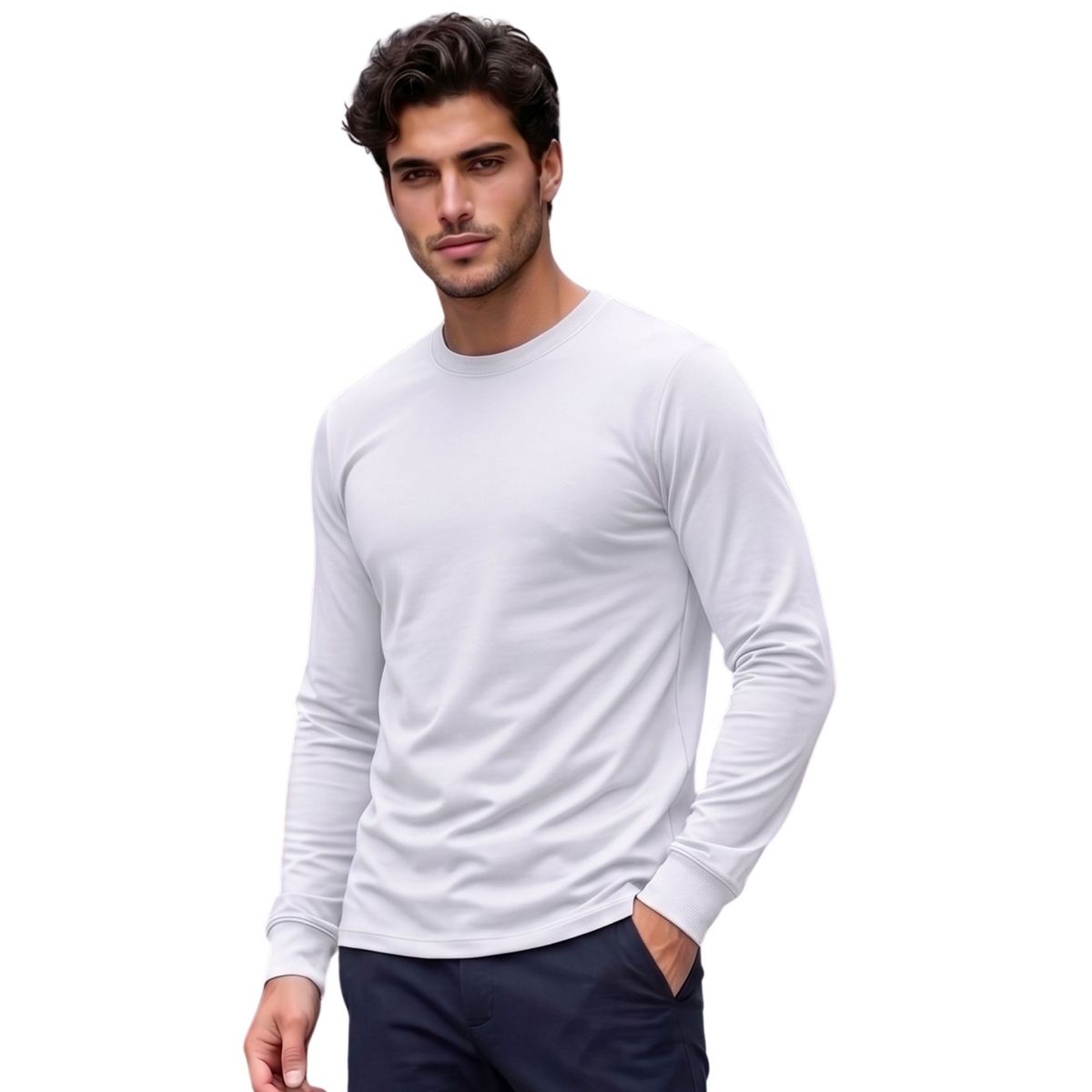 LOOK SHOP - Camiseta Manga Larga Algodón Negra Gris Blanco Adulto 11