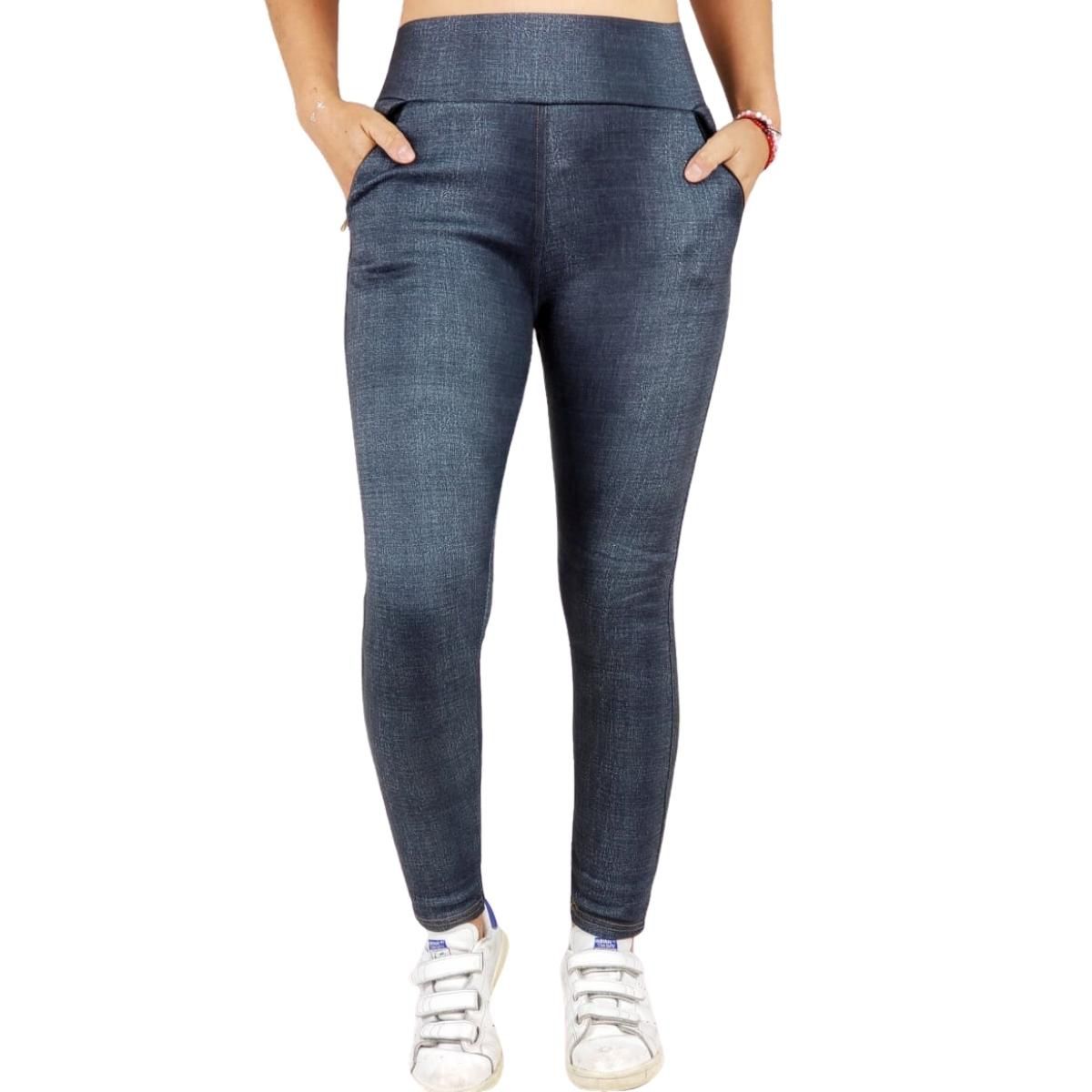 LOOK SHOP - Pantalón Calza Tela Jeans Forro Piel Leggins Cierres 338