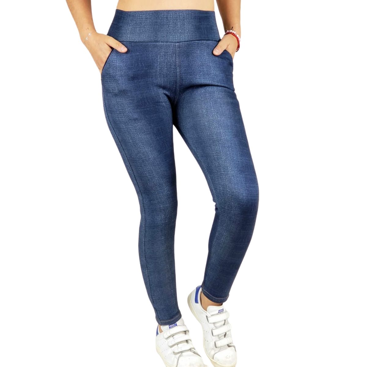 LOOK SHOP - Pantalón Calza Tela Jeans Forro Piel Leggins Cierres 338