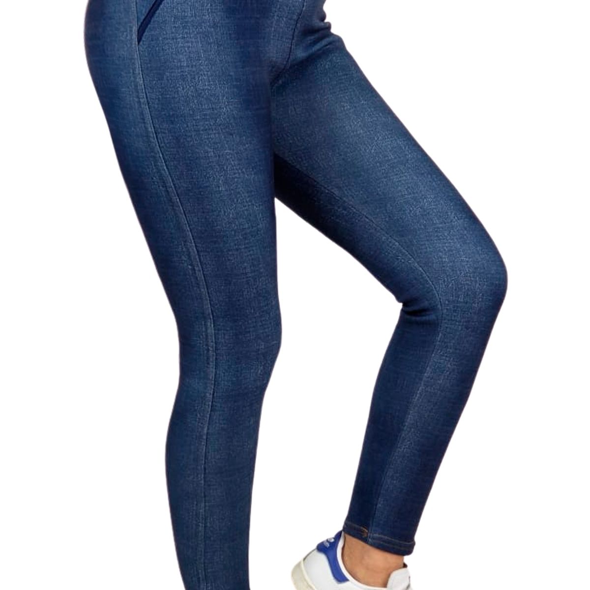 LOOK SHOP - Pantalón Calza Tela Jeans Forro Piel Leggins Cierres 338