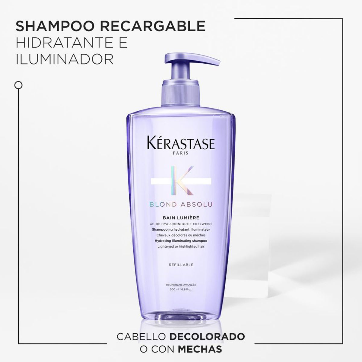 KERASTASE - Shampoo Hidratante Cabello Rubio O Decolorado Bain Lumiere 500ml Kerastase