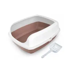 MARBEN PETS - Wonder Cat Bandeja Arenero Con Bordes Gato - Color Café.