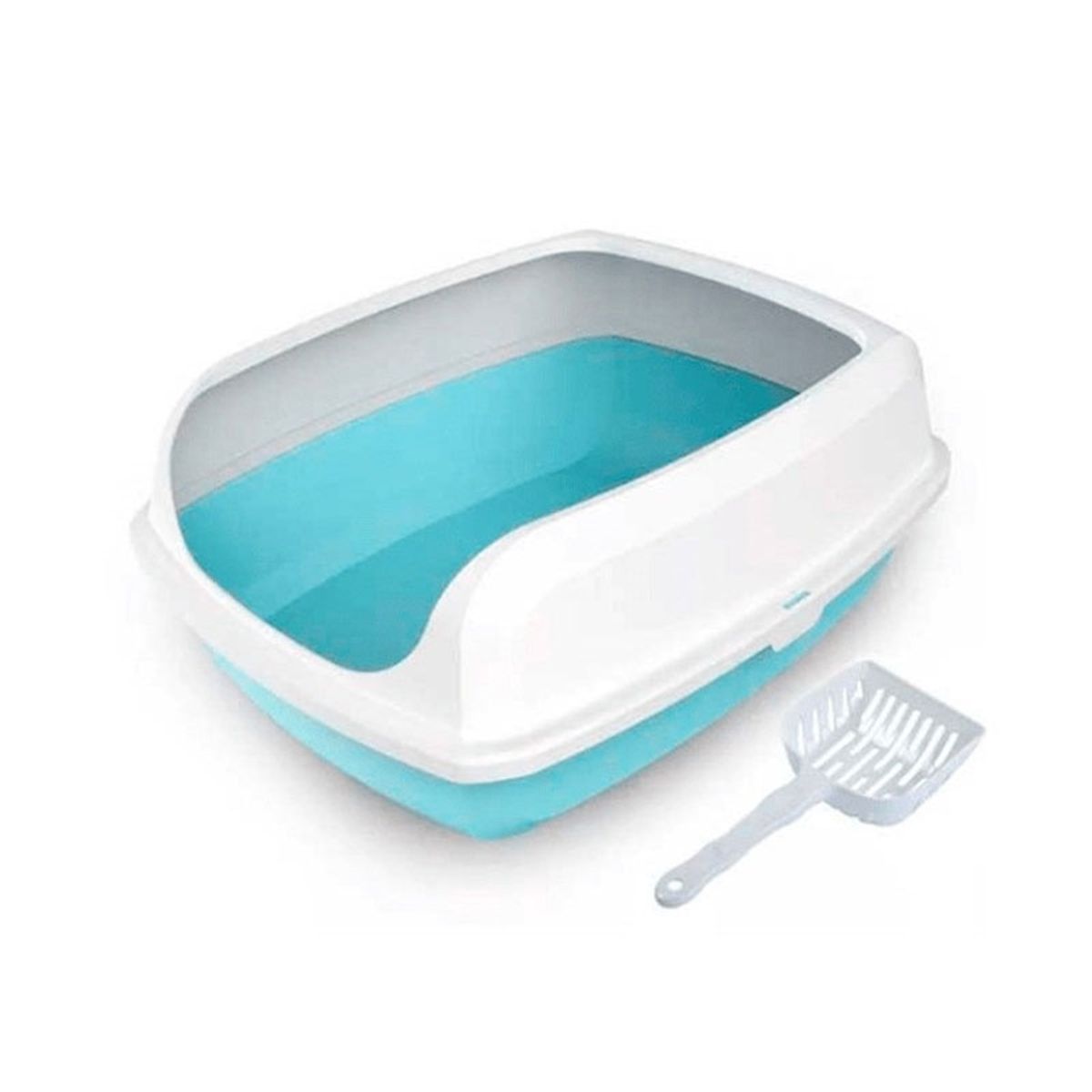 MARBEN PETS - Arenero Wonder Cat Con Bordes Gato - Color Celeste.