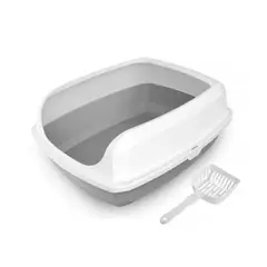 MARBEN PETS - Wonder Cat Bandeja Arenero Con Bordes Gato - Color Gris.