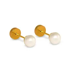ANDREA COGGIOLA JOYAS - Aros Abridores Bebé Perla Cultivada 4mm Oro 18K