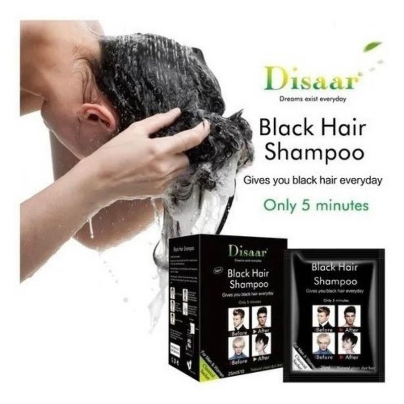 GENERICO - Shampoo Colorante Negro Para Cubrir Canas En 5 Minutos 10sob