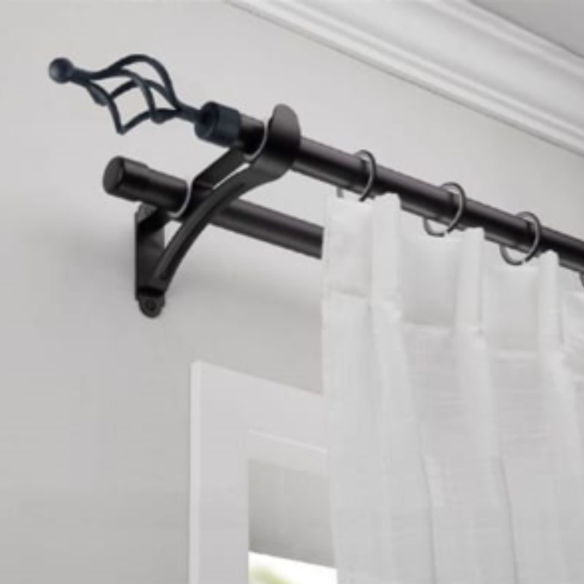 GENERICO - Set Barra de cortinas extensible 160-310 Cm Color Negro