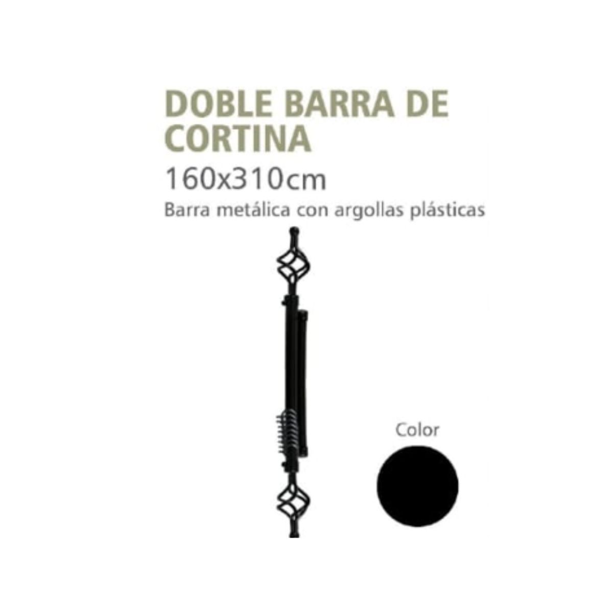 GENERICO - Set Barra de cortinas extensible 160-310 Cm Color Negro