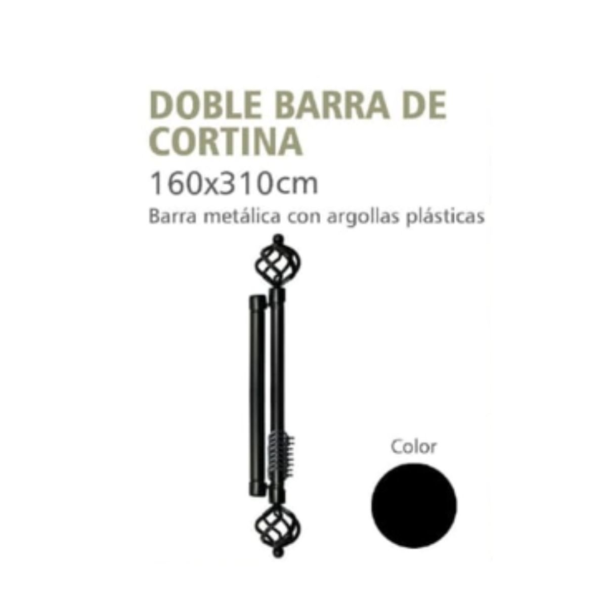 GENERICO - Set Barra de cortinas extensible 160-310 Cm Color Negro