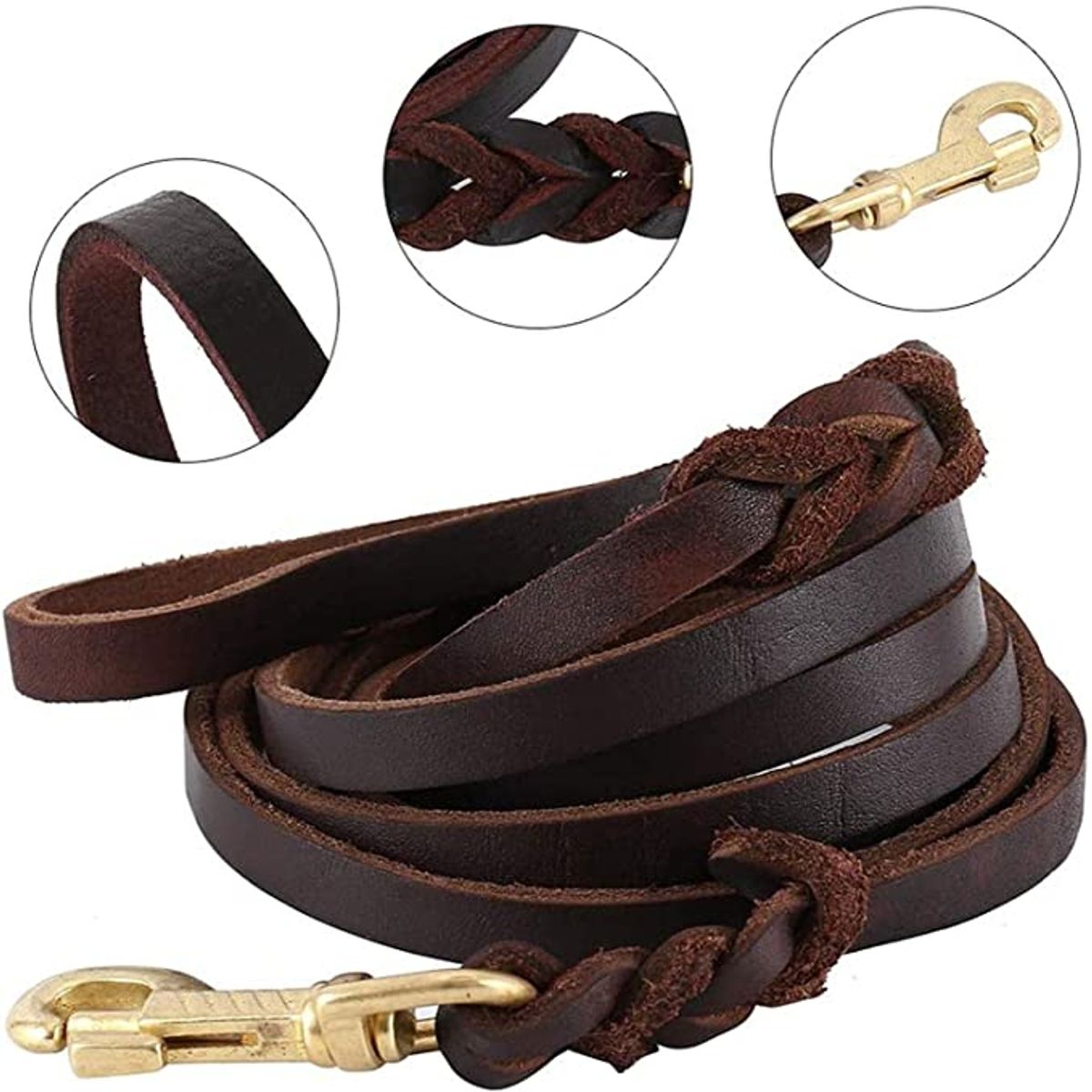 KUANGYE - 2 Mts Correa De Cuero Para Perros Medianos Y Grandes