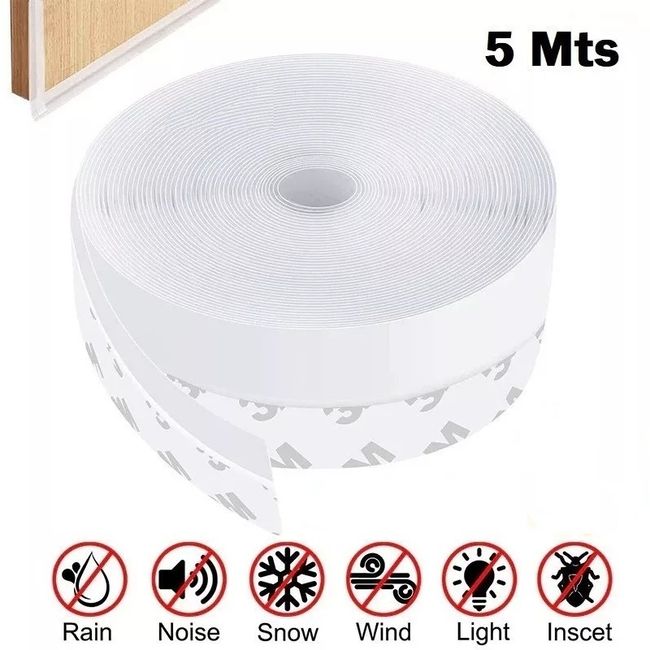 KUANGYE - Cinta Silicona Adhesivas Aislamiento Puertas Y Ventanas 5 Mts